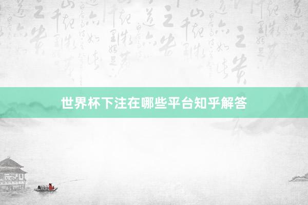 世界杯下注在哪些平台知乎解答